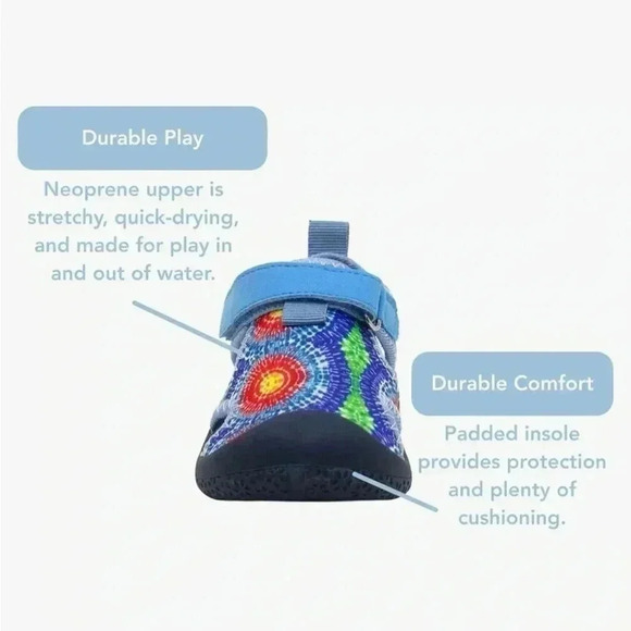 Robeez Boys Slip Resistant Neoprene Water Shoes for Beach Spiral Tye Dye 10 NWT - Picture 3 of 8
